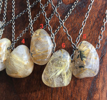 GOLDEN RUTILATED Quartz Pendant Necklaces, 18"-20", choose your natural stone