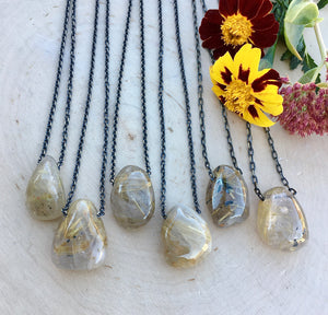 GOLDEN RUTILATED Quartz Pendant Necklaces, 18"-20", choose your natural stone