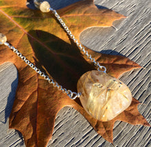 GOLDEN RUTILATED Quartz & Citrine Pendant Necklace, with sterling silver chain, 18" OOAK