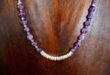 Amethyst and Sterling Silver Necklace 17”, natural purple gemstone