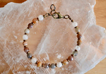 Sunstone, Moonstone & Botswana Agate Beaded Bracelet, natural stone earth tones