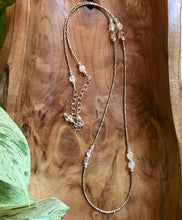 Natural Citrine & Pewter Beaded Necklace, 22" adjustable