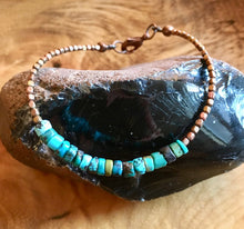 NEVADA TURQUISE & COPPER BRACELET Beaded with clasp, Natural Stone, Heishi Gemstone