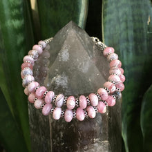 RHODOCHROSITE BRACELET Adjustable with Silver, Pink Natural Stone Gemstone Crysta