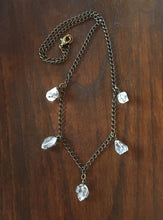 5-stone Herkimer Diamond and Brass Necklace 18", flashy natural gemstone