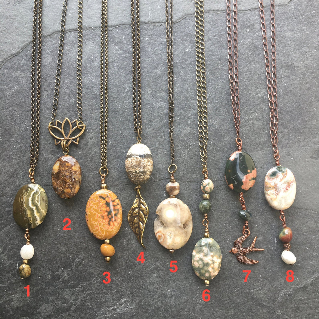 OCEAN JASPER Pendant Necklaces, choice, 20