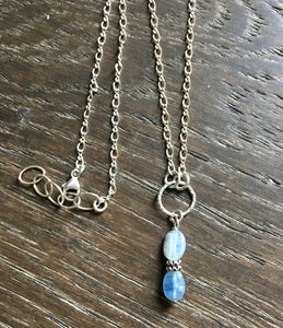 Blue Kyanite & Sterling Silver necklace 14-15”, natural stone