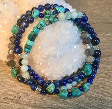 NEVADA TURQUOISE, Lapis Lazuli, Aquamarine & Labradorite Bracelet Stack