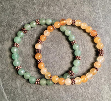 Orange Aventurine & Copper beaded stretch bracelet, natural stone