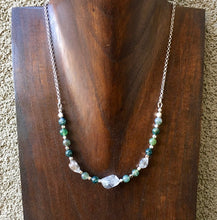 HERKIMER DIAMOND & Moss Agate NECKLACE, Sterling Silver Chain, Natural Stone Gemstone Crystal