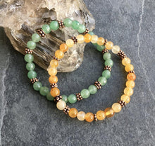 Orange Aventurine & Copper beaded stretch bracelet, natural stone