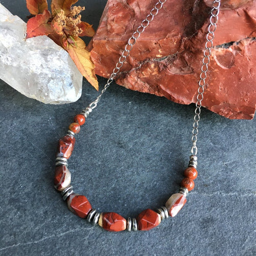 RED JASPER NECKLACE with Silver 16