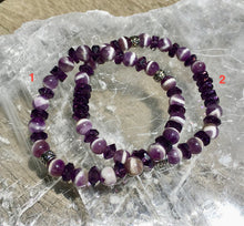 CHEVRON & PURPLE AMETHYST Bracelet, Choice, Stretch, Natural Stone Gemstone Crystal