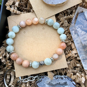 Crystal Stone & Jewelry Gift Set - Moonstone, Druzy Moon/Star, Clear Quartz, Geode, Peach Selenite