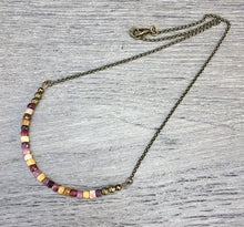 Australian MOOKAITE JASPER & BRASS minimalist necklace, natural stone, layering