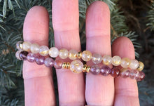Super Seven Stone & Gold Rutile Quartz Bracelet, choice, beaded stretch, golden rutilated natural crystal