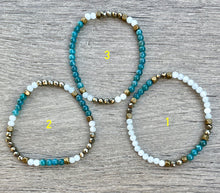 Blue Apatite, Aquamarine & Pyrite Bracelets, choice or stack, stretch, natural stone crystal