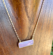 Rainbow Moonstone or Rose Quartz Pendant Bar Necklace with 14K gold filled chain, choice, 16", natural stone crystal, gifts