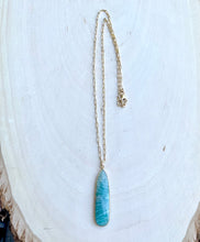 Amazonite Pendant Necklace with 14K gold filled chain, 16"-20", natural stone, blue green gemstone, spiritual crystal gifts