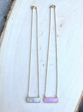Rainbow Moonstone or Rose Quartz PENDANT BAR NECKLACE, 14K gold filled chain, choice, 16", natural stone crystal, gifts