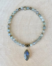 Choice LABRADORITE or RAINBOW MOONSTONE Stretch Beaded Bracelet, gemstone charm, 4mm, crystal natural stone