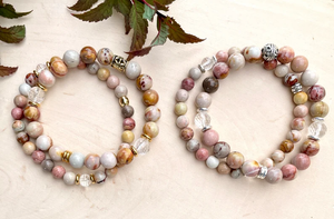 HIDDEN VALLEY JASPER Bracelets, Choice, Gold or Silver, Beaded Stretch, natural stone from Idaho natural stone