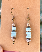 Nevada Dry Creek TURQUOISE EARRINGS with Opalized Petrified Wood, Genuine, Crystal Natural Stone Gemstone