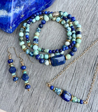 Lapis Lazuli & Azurite Chrysocolla Earrings, 14K gold filled, natural stone
