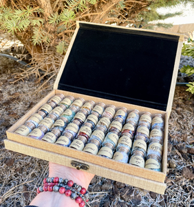 40 GEMS & MINERALS Crystal Treasure Set, Gift Box, Mini Tumbled Natural Stone Crystals in Jars, Spiritual Gifts, Starter Collection